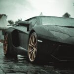 Luxury Cars - Close-up of a Lamborghini Aventador parked on a  #10584720