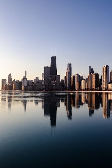 City Architecture - Stunning view of Chicago skyline reflecting on c #11060212