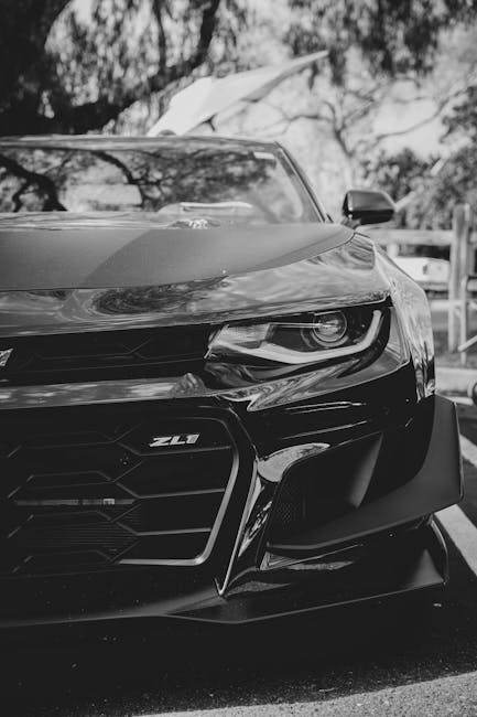 Luxury Cars - Artistic black and white close-up of a Chevrolet #11532597