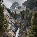 Mountain Landscapes - Discover the scenic waterfall amidst pine trees  #12643375