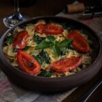 Food Aesthetics - Delicious bowtie pasta with grilled tomatoes, ba #15352329