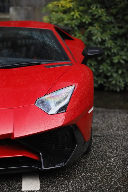 Luxury Cars - Captivating close-up of a luxury red sports car  #16584993