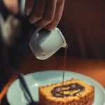 Food Aesthetics - Close-up of a scrumptious cake with chocolate sa #22884712