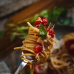 Food Aesthetics - A delicious forkful of spaghetti with fresh toma #28767859