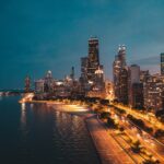 City Architecture - Stunning aerial shot of downtown Chicago's illum #29175975