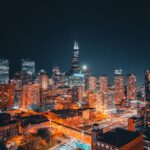 City Architecture - Breathtaking aerial view of Chicago's illuminate #29301002