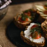 Food Aesthetics - Sliced multigrain bread topped with cream cheese #30876411