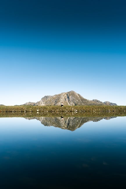 Mountain Landscapes - Calm alpine lake reflects majestic mountain unde #34274165