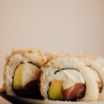 Food Aesthetics - Delicious sushi rolls with avocado and cream che #34303205