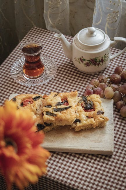 Food Aesthetics - A warm, cozy indoor setup featuring tea, homemad #34581357