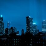 City Architecture - Explore the illuminated skyline with high-rise b #3624368
