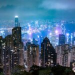 City Architecture - Captivating night view of Hong Kong's skyline, s #36606754