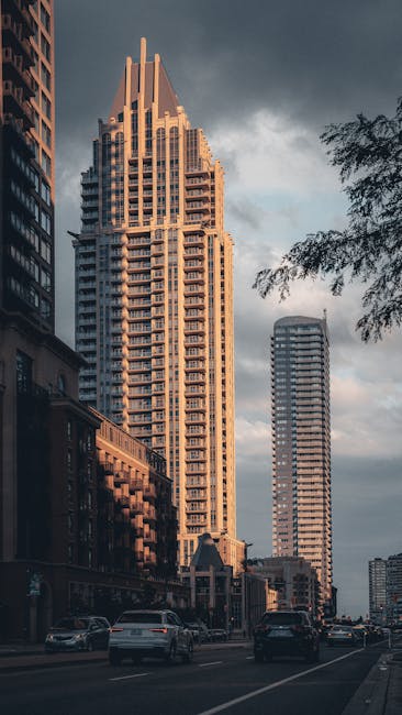 City Architecture - Dramatic view of modern skyscrapers in Mississau #36611311