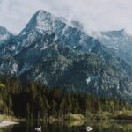 Mountain Landscapes - Scenery view of lake reflecting rough snowy moun #4390119