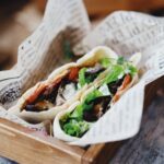 Food Aesthetics - From above of delicious appetizing veggie pita b #4409303