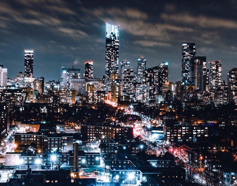 City Architecture - Stunning night view of Toronto's illuminated sky #6327796