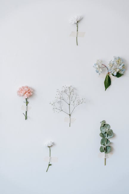 Flowers & Plants - Composition of white and pink fresh flower twig  #6913844