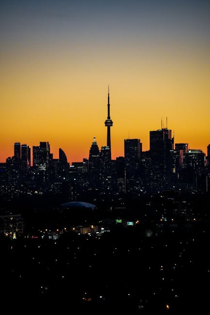 City Architecture - Beautiful view of Toronto's skyline at dusk, fea #6929499